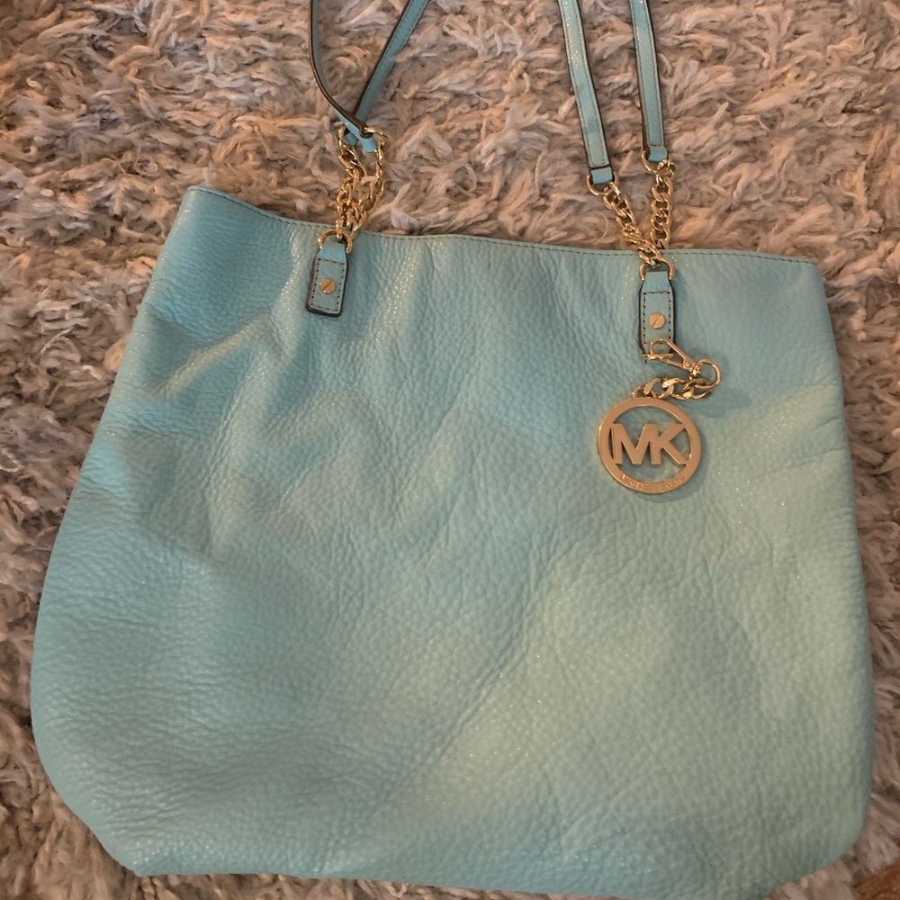 light blue Michael Kors boho bag